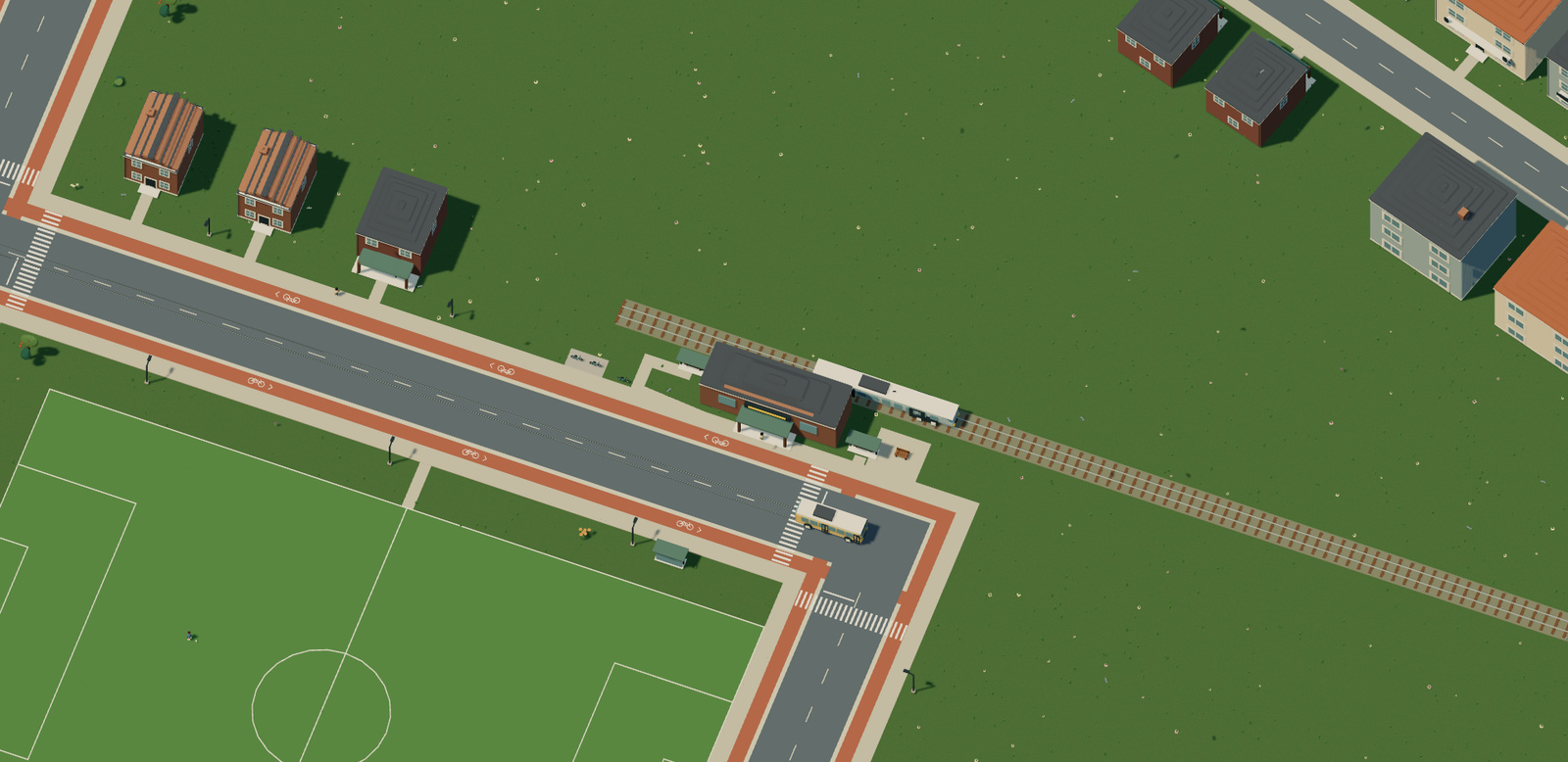 The station platform and entrance join the same streets as the football ground