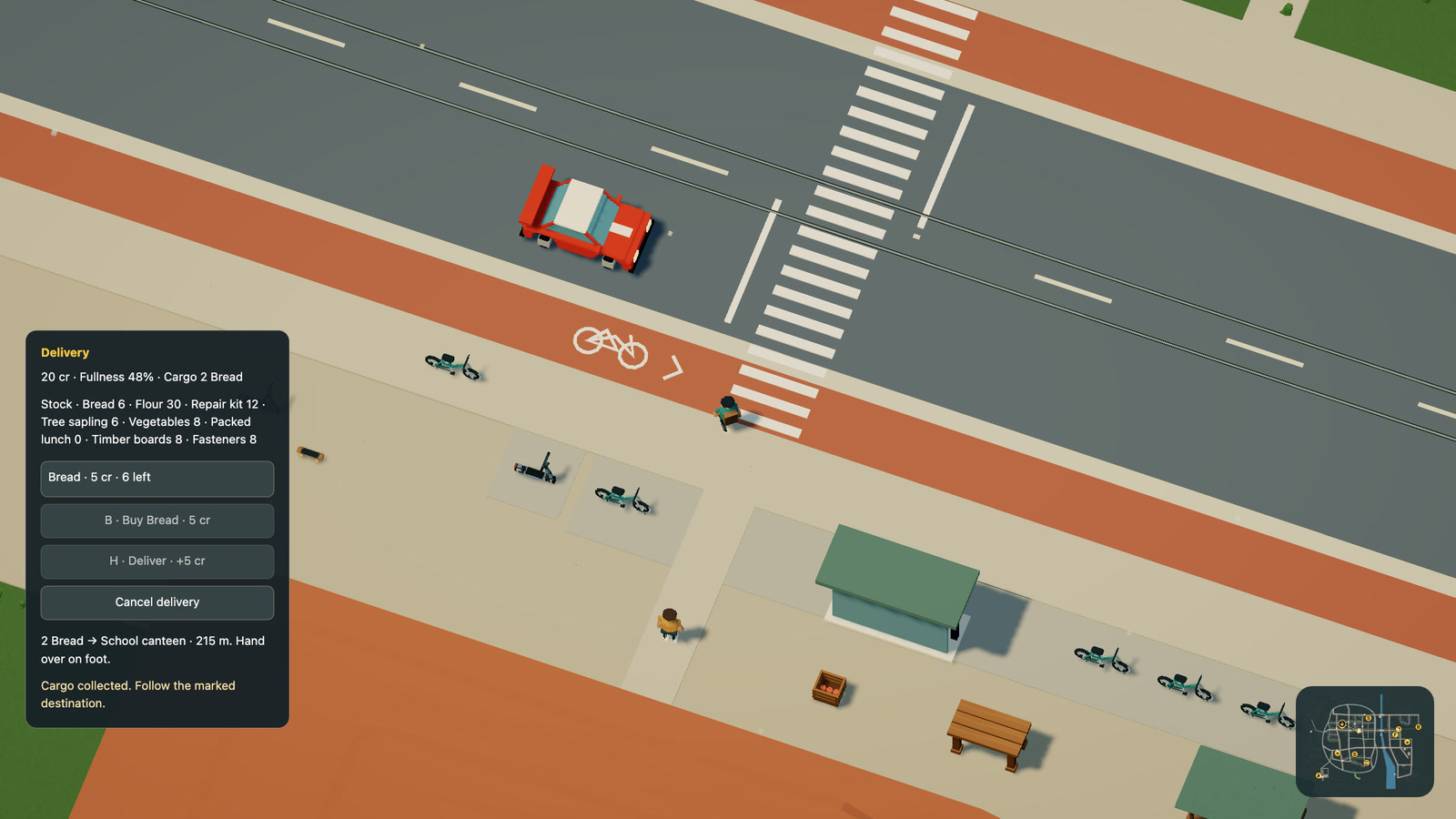 Collecting cargo and taking it in a vehicle