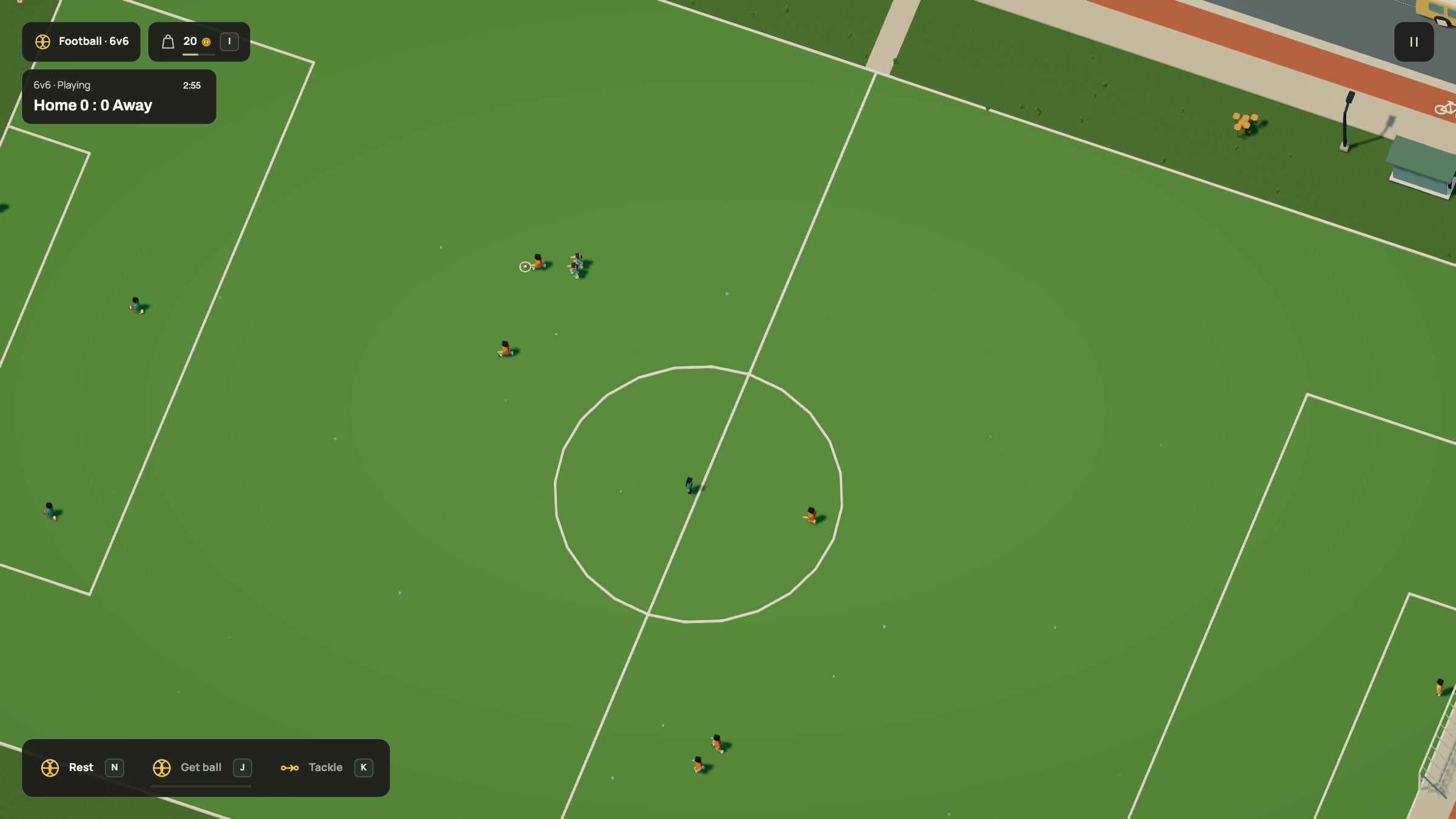 Six-a-side football with contextual actions