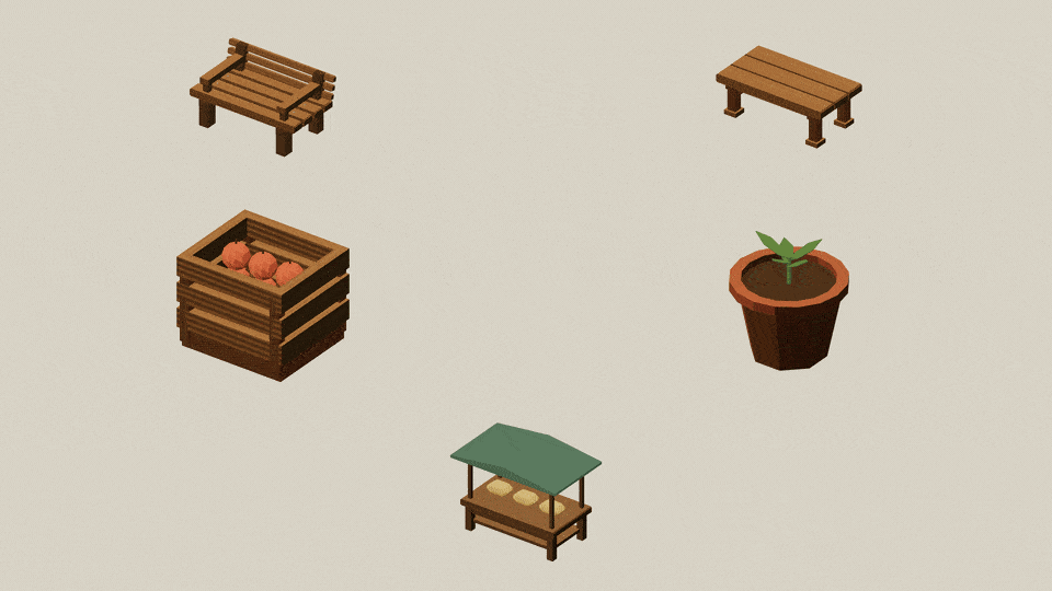 The five reconstructed furnishings