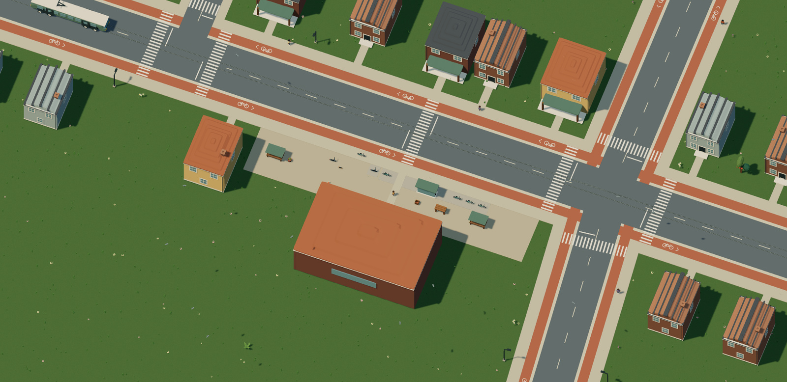 Connected market square with lighting, destination parking and public transport