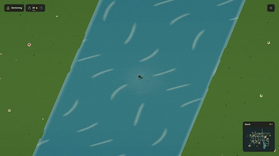 Swimming through the city canal, with both banks in view
